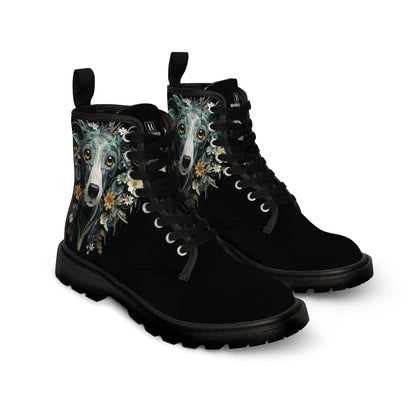 Women's Canvas Boots featuring a Greyhound Paper Quilled Effect Design - Hobbster