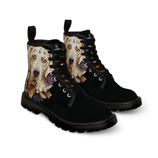 Women's Canvas Boots featuring a Labrador Paper Quilled Effect Design - Hobbster