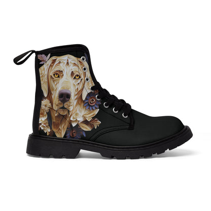 Women's Canvas Boots featuring a Labrador Paper Quilled Effect Design - Hobbster