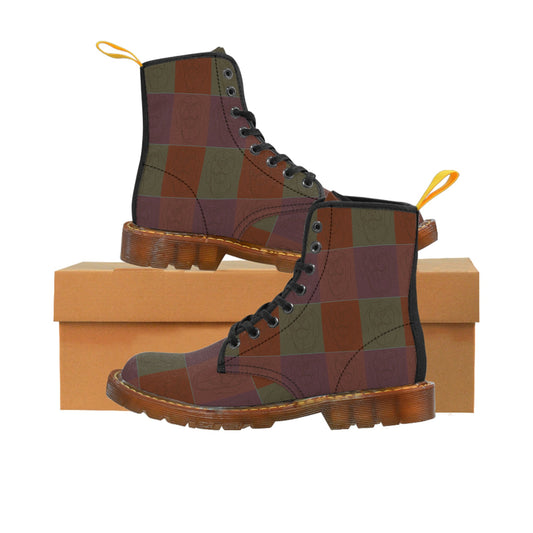 Women's Canvas Boots featuring a Rhodesian Ridgeback tile effect design [Green/Brown] - Hobbster