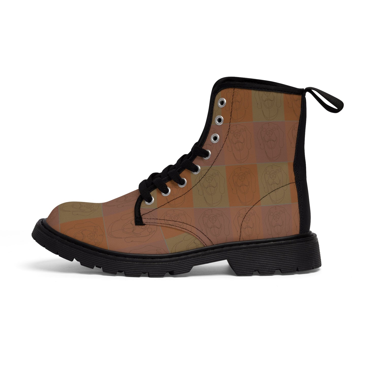 Women's Canvas Boots featuring a Rhodesian Ridgeback tile effect design [Light Brown] - Hobbster