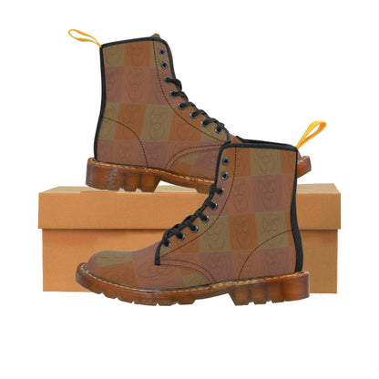 Women's Canvas Boots featuring a Rhodesian Ridgeback tile effect design [Light Brown] - Hobbster