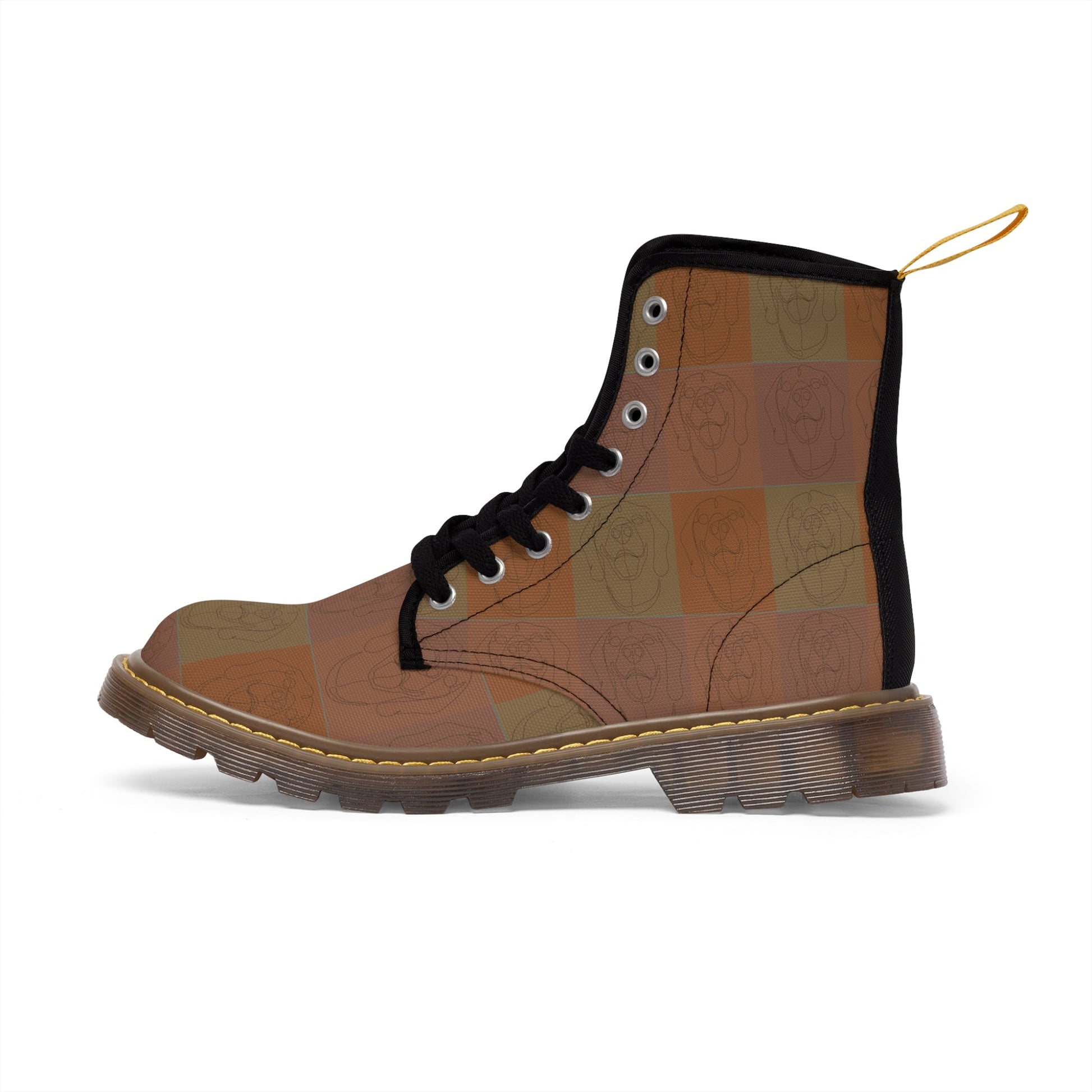 Women's Canvas Boots featuring a Rhodesian Ridgeback tile effect design [Light Brown] - Hobbster