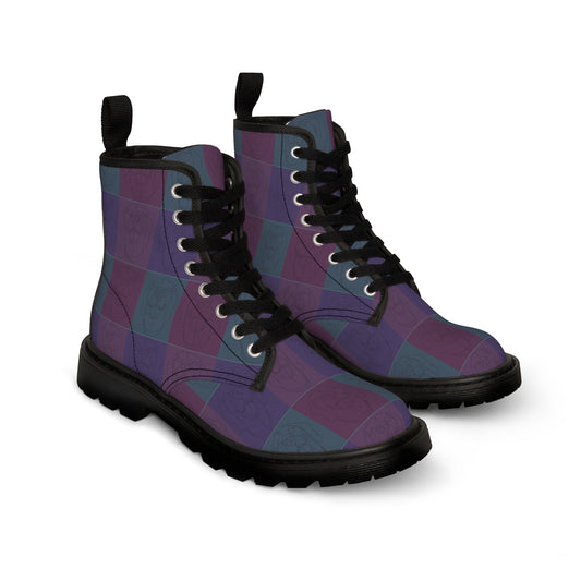 Women's Canvas Boots featuring a Rhodesian Ridgeback tile effect design [Purple] - Hobbster