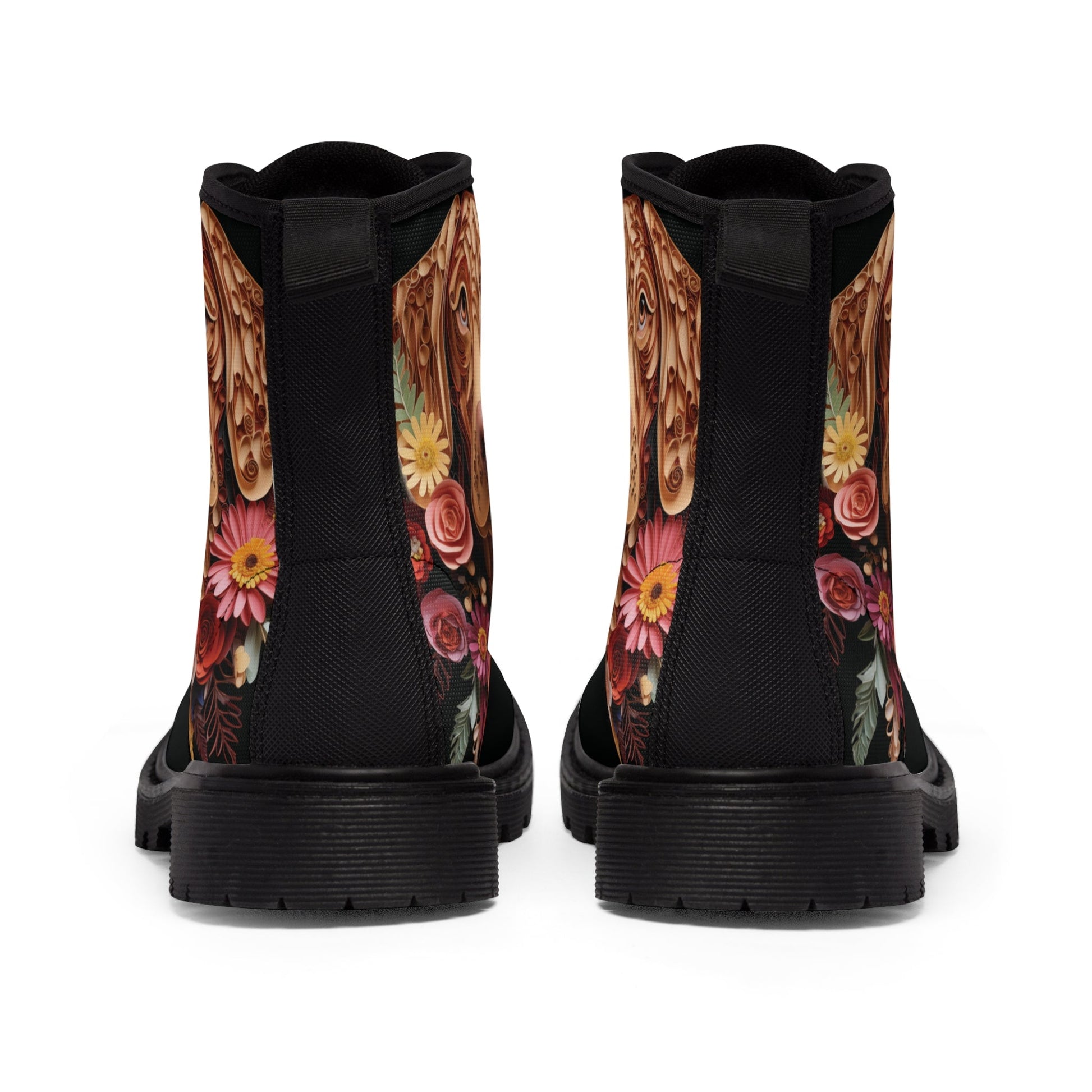 Women's Canvas Boots featuring a Vizsla Paper Quilled Effect Design - Hobbster