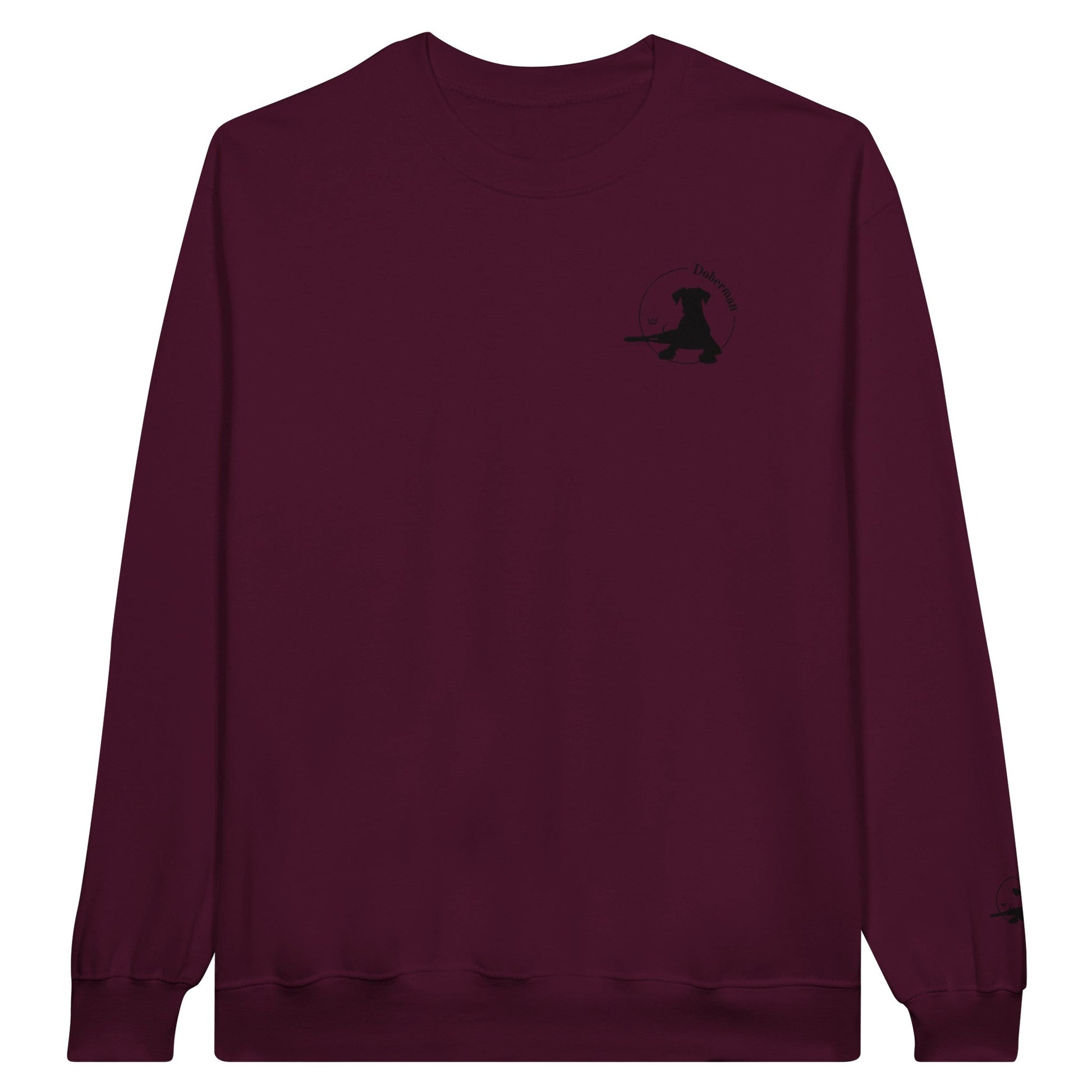 Women's Classic Crewneck Sweatshirt with Embroidered Doberman Logo - Hobbster