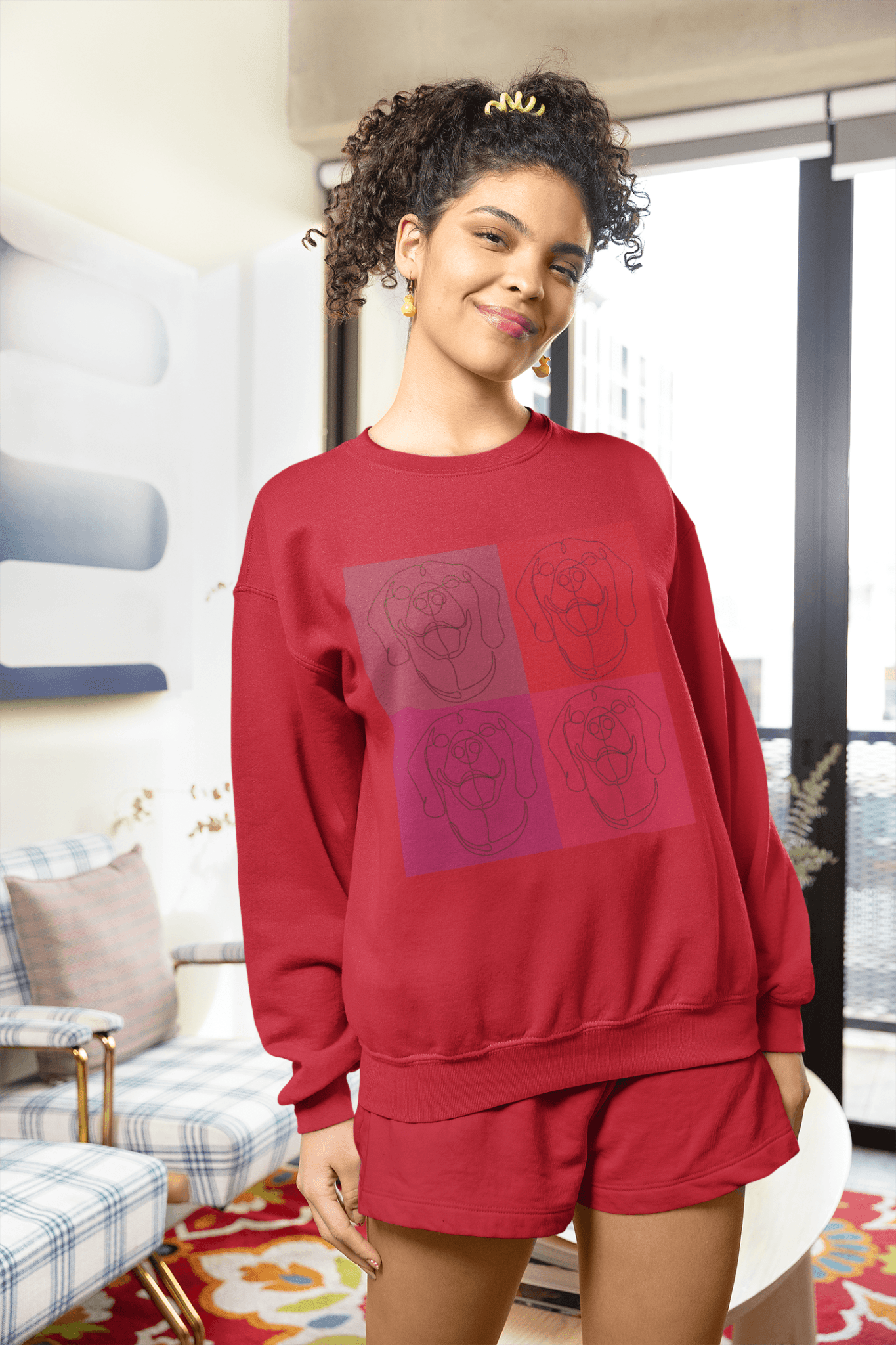 Women's Heavy Blend™ Crewneck Sweatshirt with custom Rhodesian Ridgeback tile effect design - Hobbster