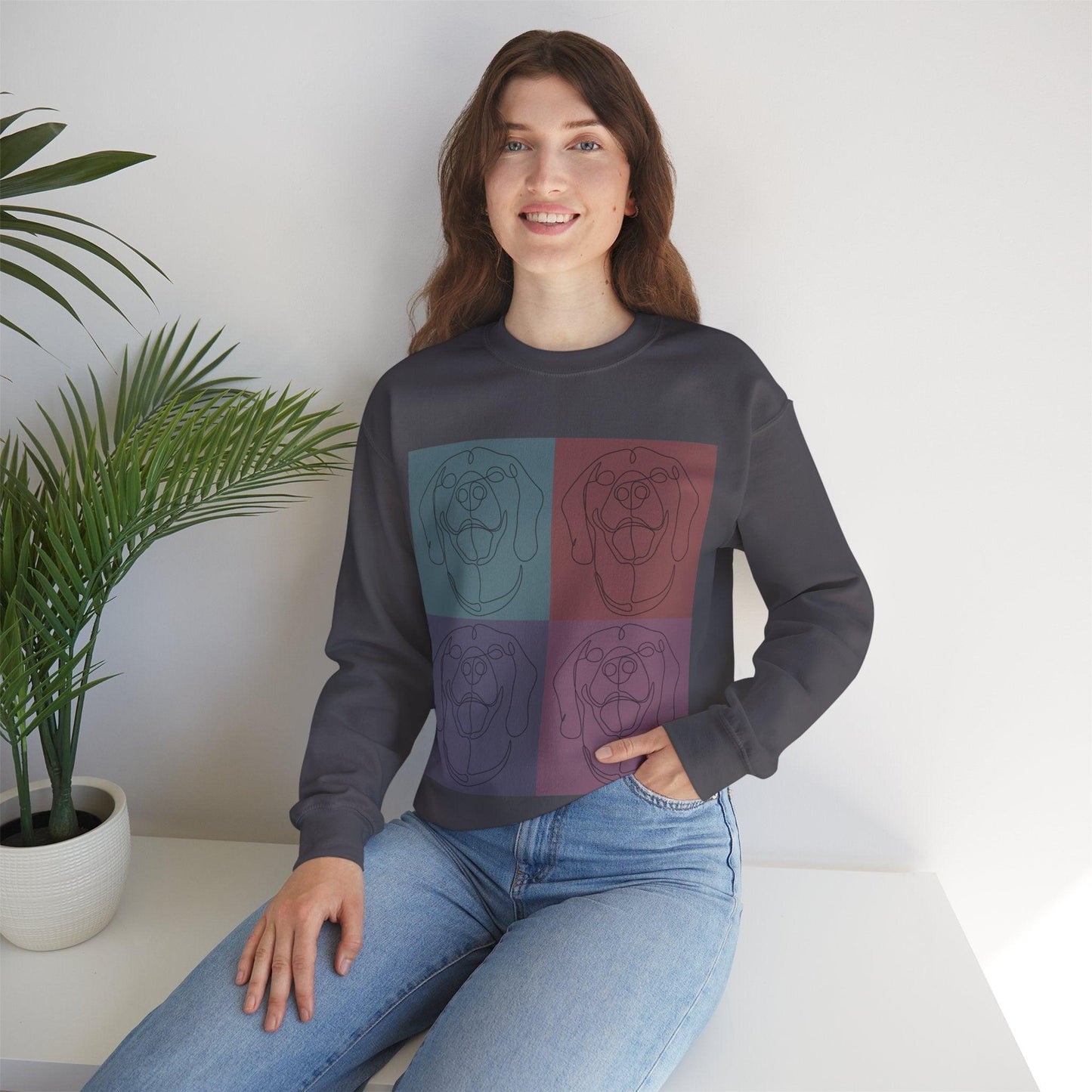 Women's Heavy Blend™ Crewneck Sweatshirt with custom Rhodesian Ridgeback tile effect design - Hobbster