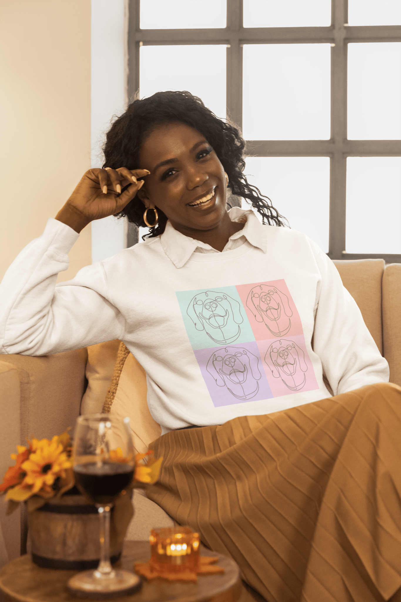 Women's Heavy Blend™ Crewneck Sweatshirt with custom Rhodesian Ridgeback tile effect design - Hobbster