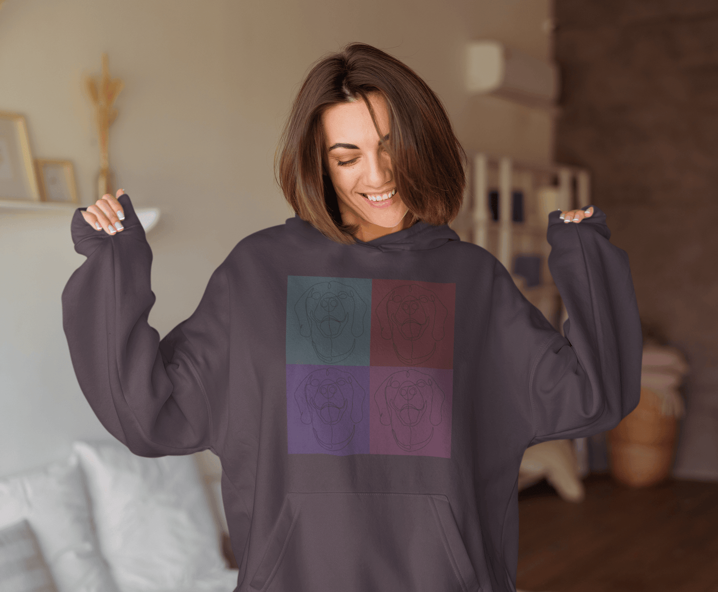 Women's Heavy Blend™ Crewneck Sweatshirt with custom Rhodesian Ridgeback tile effect design - Hobbster