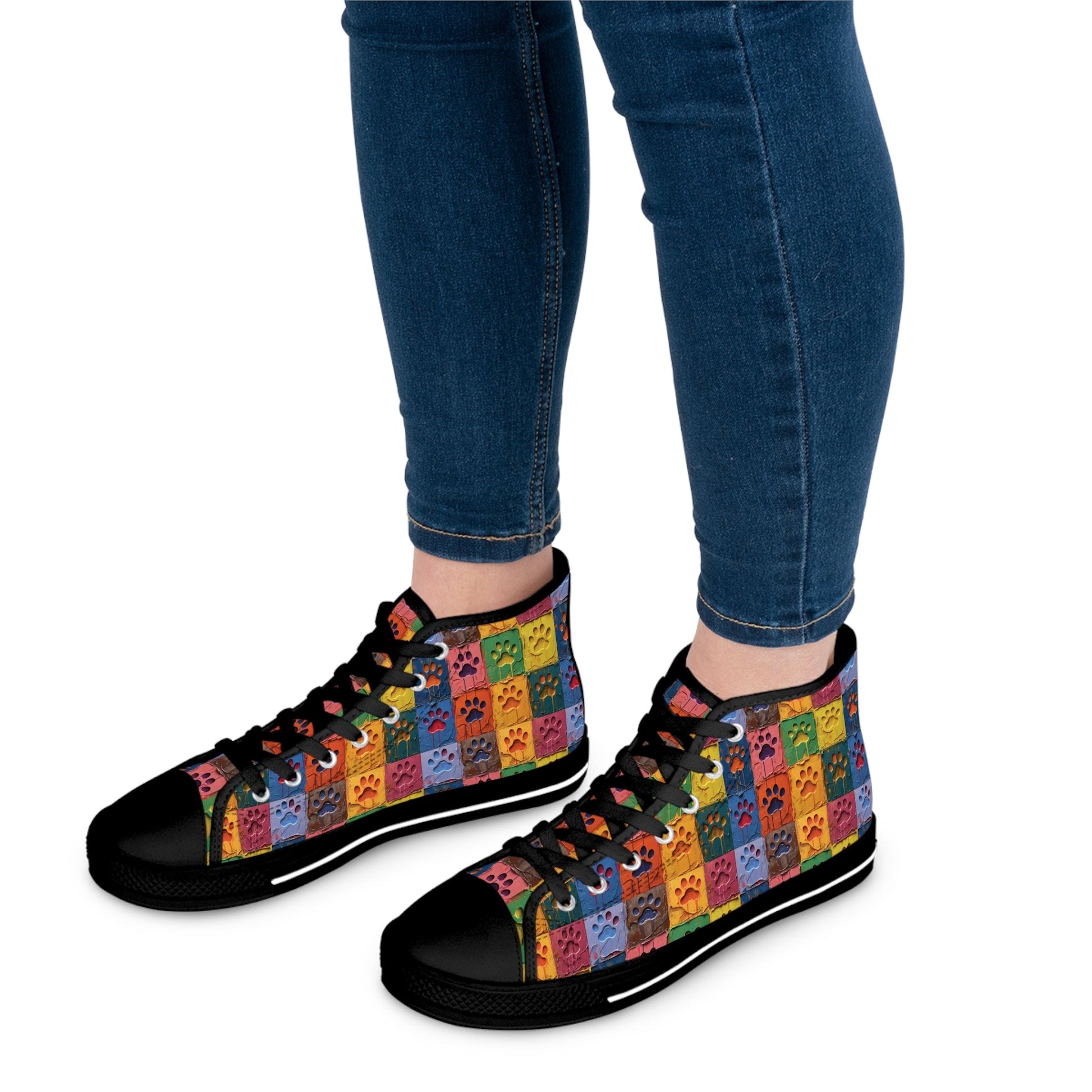 Women's High-Top Featuring Large Painted Paw Prints - Hobbster