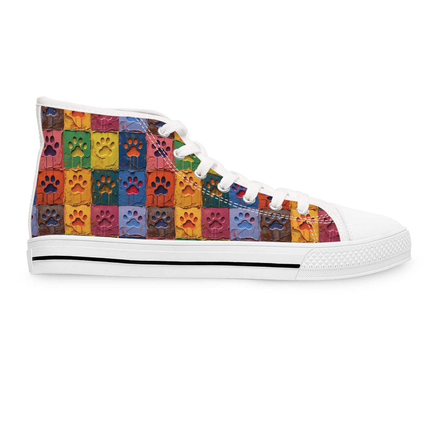 Women's High-Top Featuring Large Painted Paw Prints - Hobbster