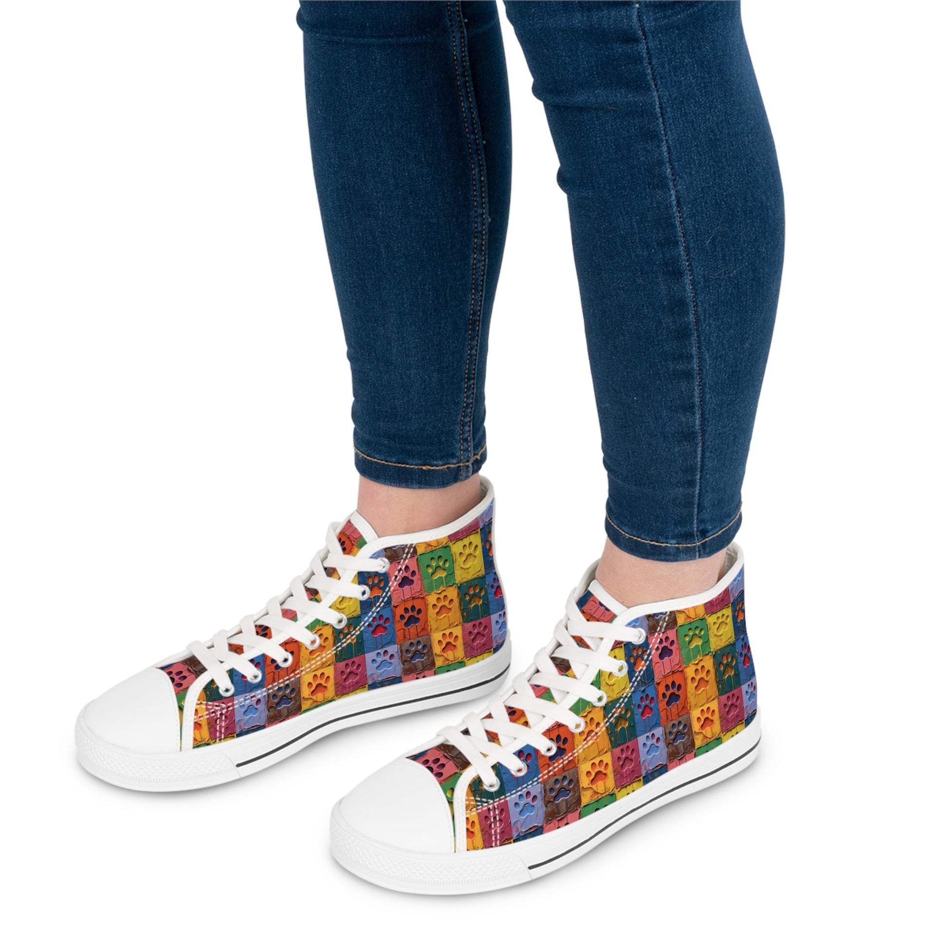 Women's High-Top Featuring Large Painted Paw Prints - Hobbster