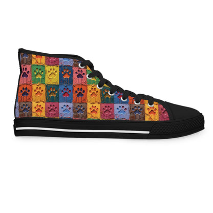 Women's High-Top Featuring Large Painted Paw Prints - Hobbster