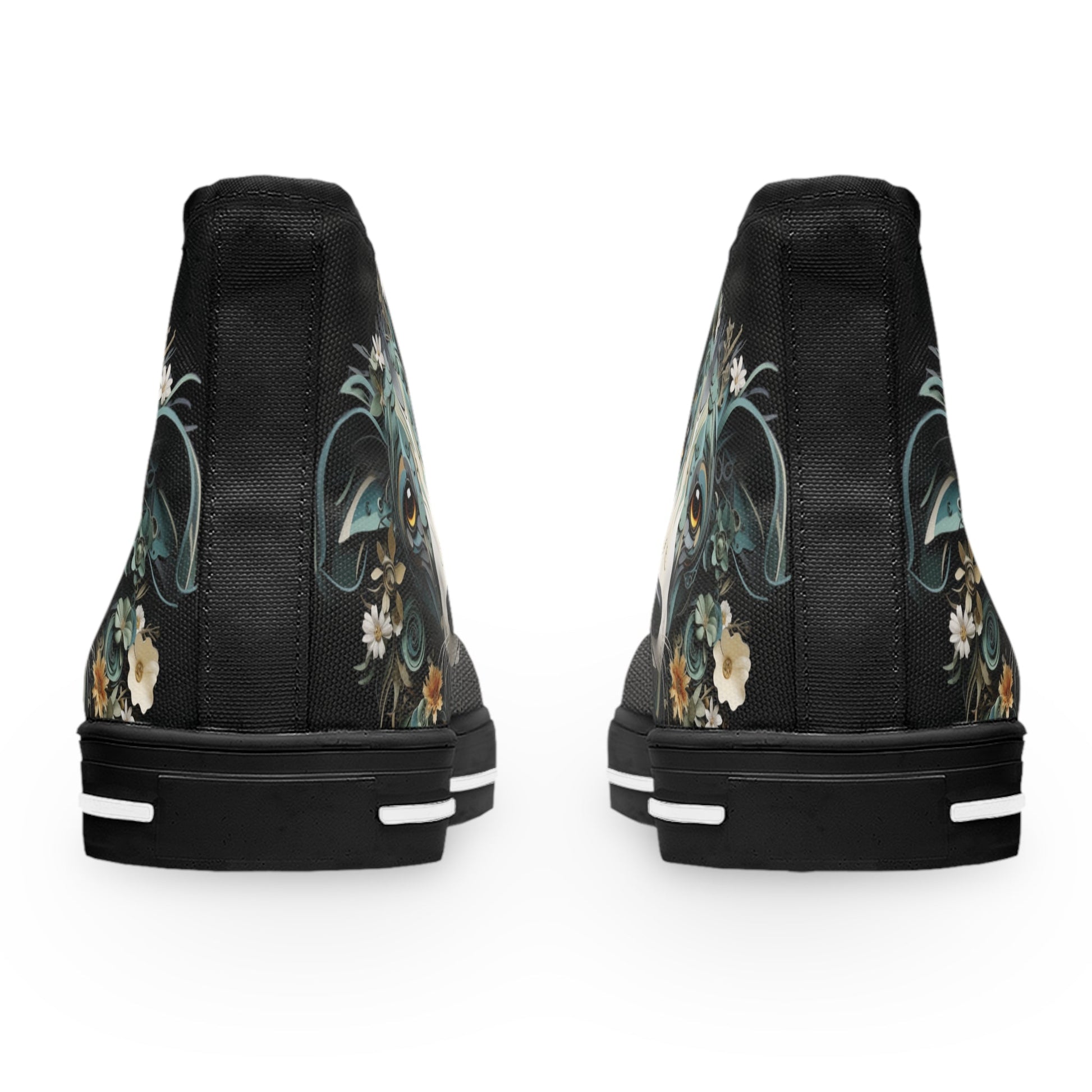 Women's High-Top Trainers featuring a Greyhound Paper Quilling Effect Design - Hobbster