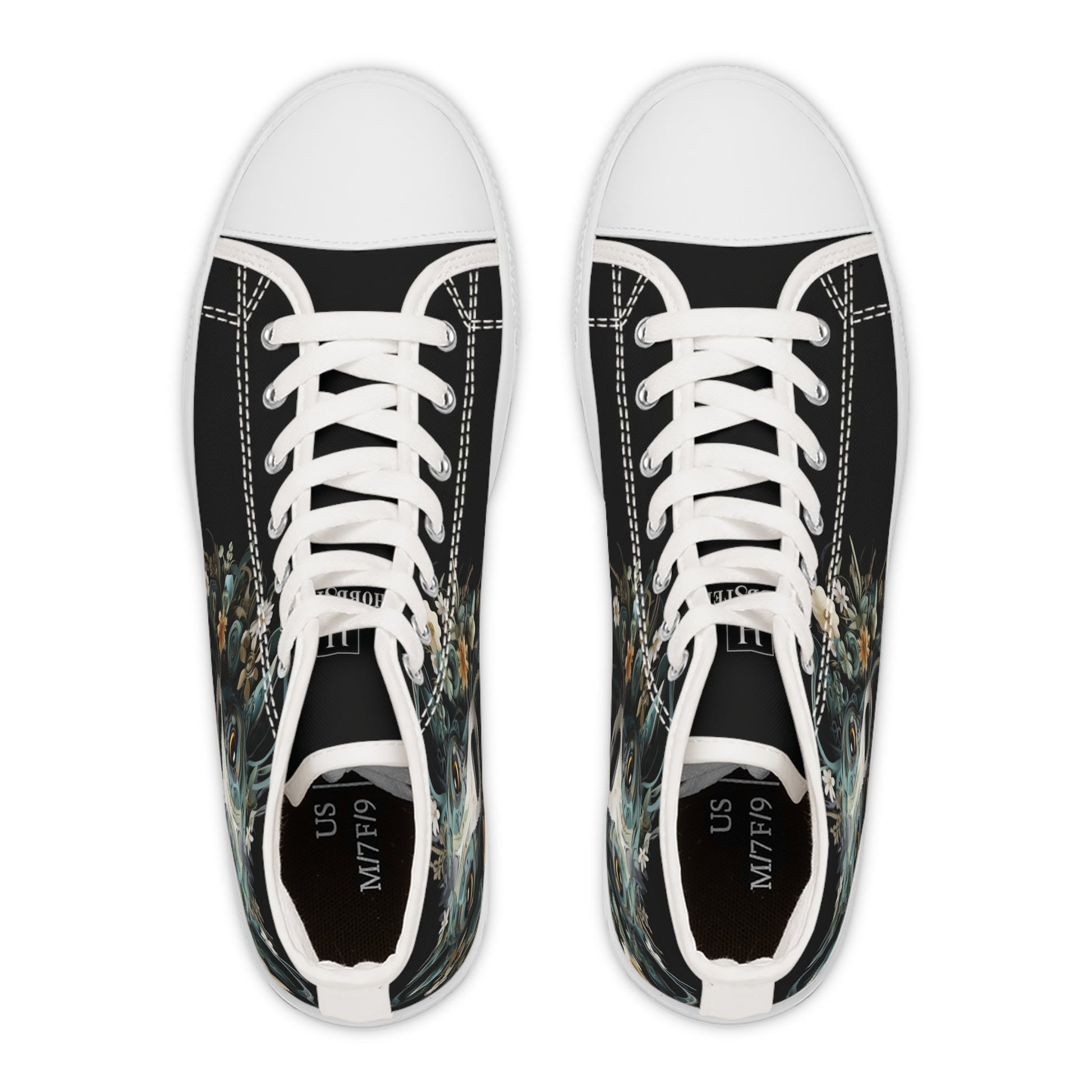 Women's High-Top Trainers featuring a Greyhound Paper Quilling Effect Design - Hobbster