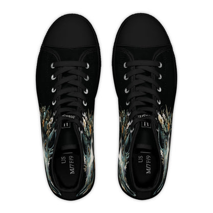 Women's High-Top Trainers featuring a Greyhound Paper Quilling Effect Design - Hobbster