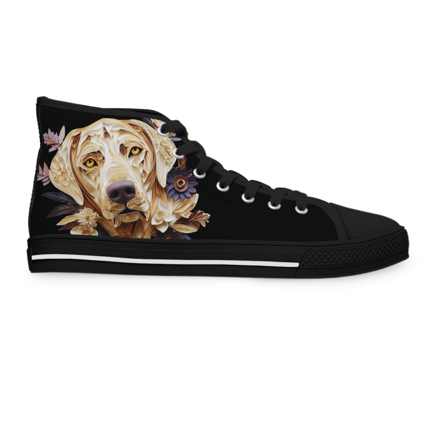 Women's High-Top Trainers featuring a Labrador Paper Quilling Effect Design - Hobbster