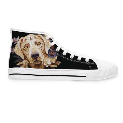 Women's High-Top Trainers featuring a Labrador Paper Quilling Effect Design - Hobbster