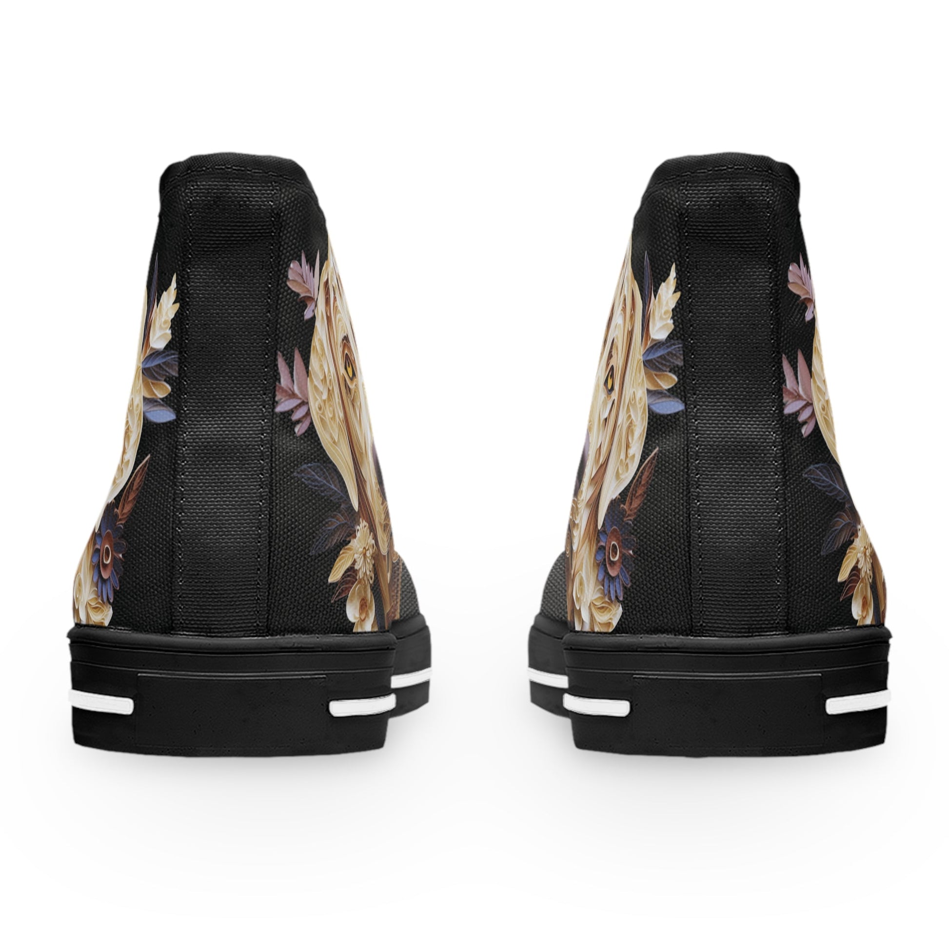 Women's High-Top Trainers featuring a Labrador Paper Quilling Effect Design - Hobbster