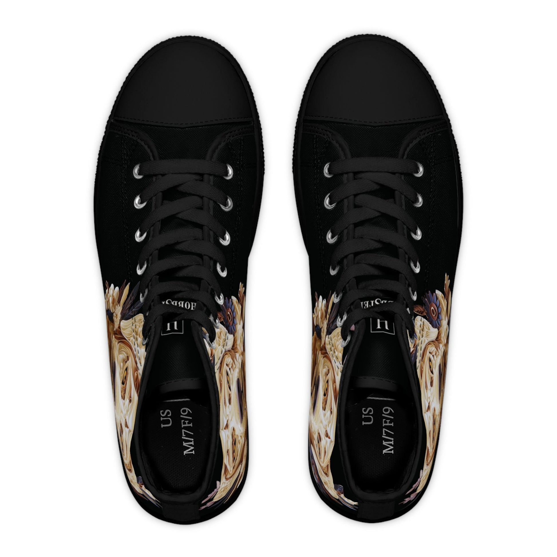 Women's High-Top Trainers featuring a Labrador Paper Quilling Effect Design - Hobbster