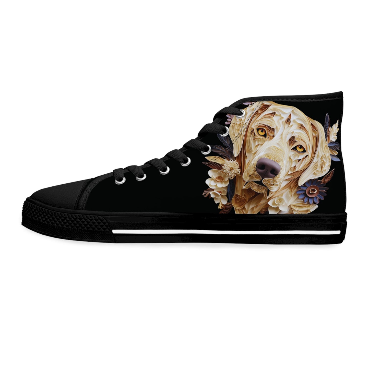 Women's High-Top Trainers featuring a Labrador Paper Quilling Effect Design - Hobbster