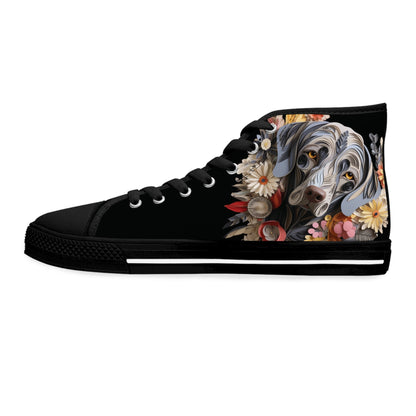 Women's High-Top Trainers featuring a Weimaraner Paper Quilling Effect Design - Hobbster