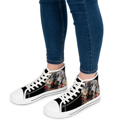 Women's High-Top Trainers featuring a Weimaraner Paper Quilling Effect Design - Hobbster