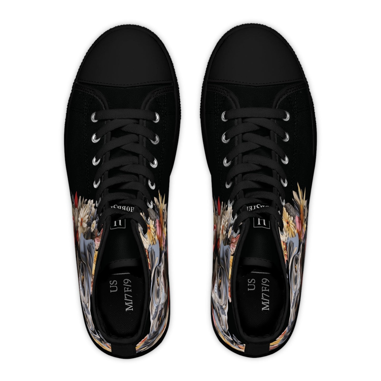 Women's High-Top Trainers featuring a Weimaraner Paper Quilling Effect Design - Hobbster