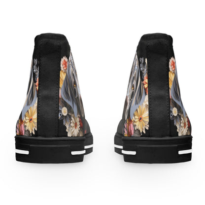 Women's High-Top Trainers featuring a Weimaraner Paper Quilling Effect Design - Hobbster