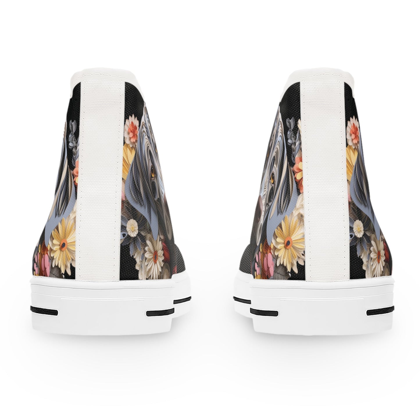 Women's High-Top Trainers featuring a Weimaraner Paper Quilling Effect Design - Hobbster