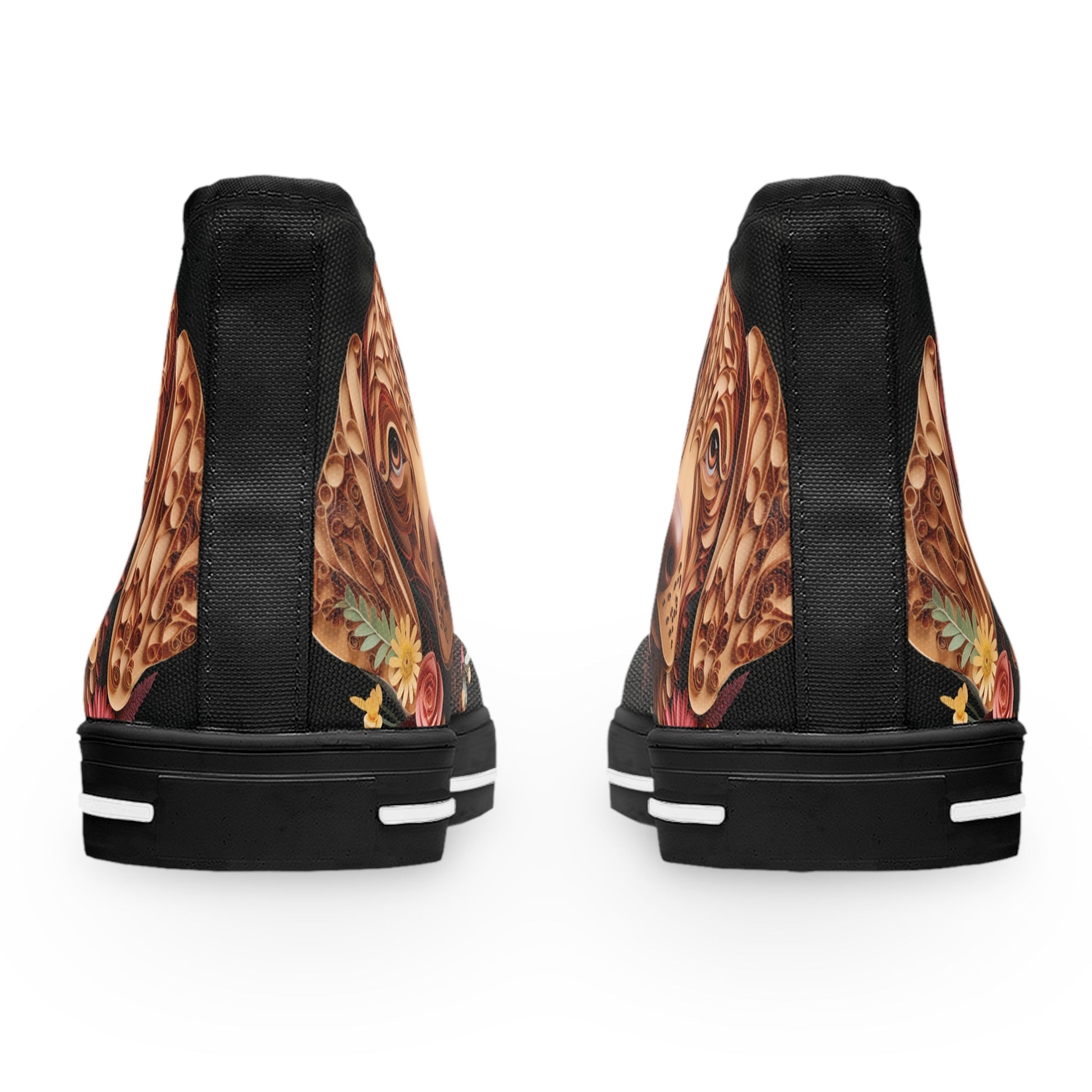 Women's High-Top Trainers featuring Vizsla Paper Quilling Effect Design - Hobbster