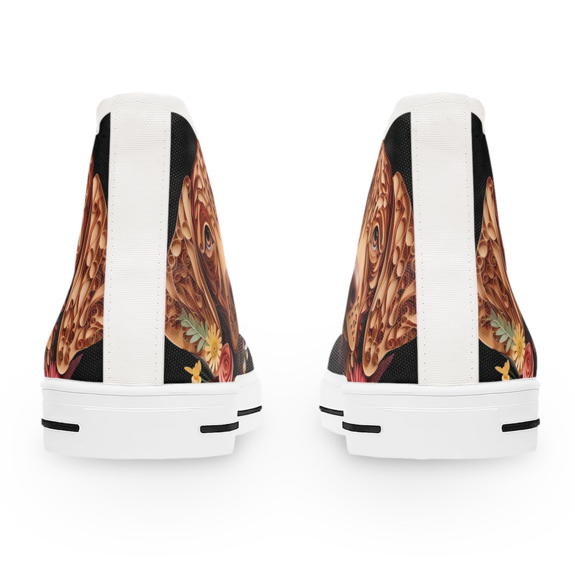 Women's High-Top Trainers featuring Vizsla Paper Quilling Effect Design - Hobbster