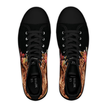 Women's High-Top Trainers featuring Vizsla Paper Quilling Effect Design - Hobbster