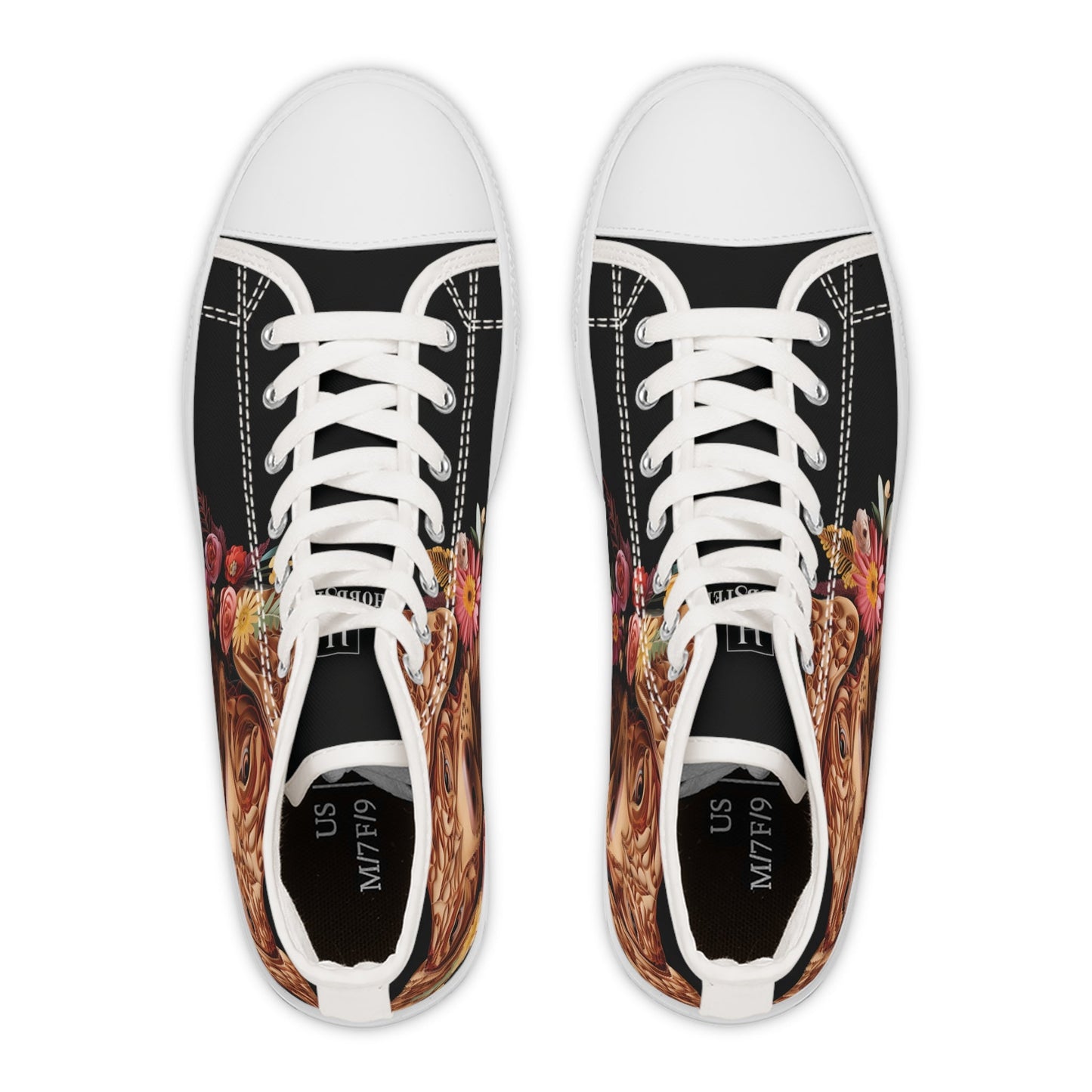 Women's High-Top Trainers featuring Vizsla Paper Quilling Effect Design - Hobbster