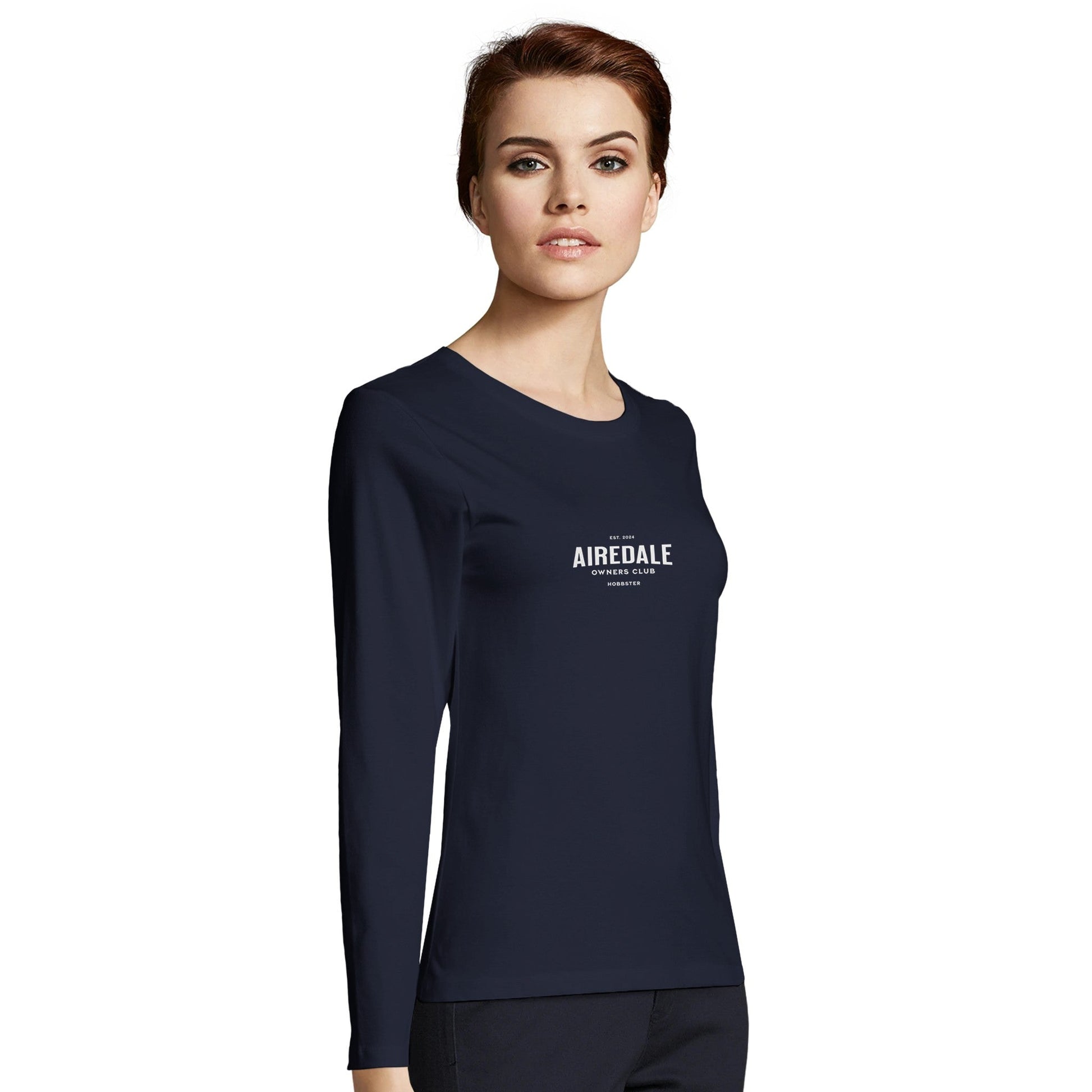 Women's Long Sleeve Fitted T-shirt | Airedale Owners Club - Hobbster