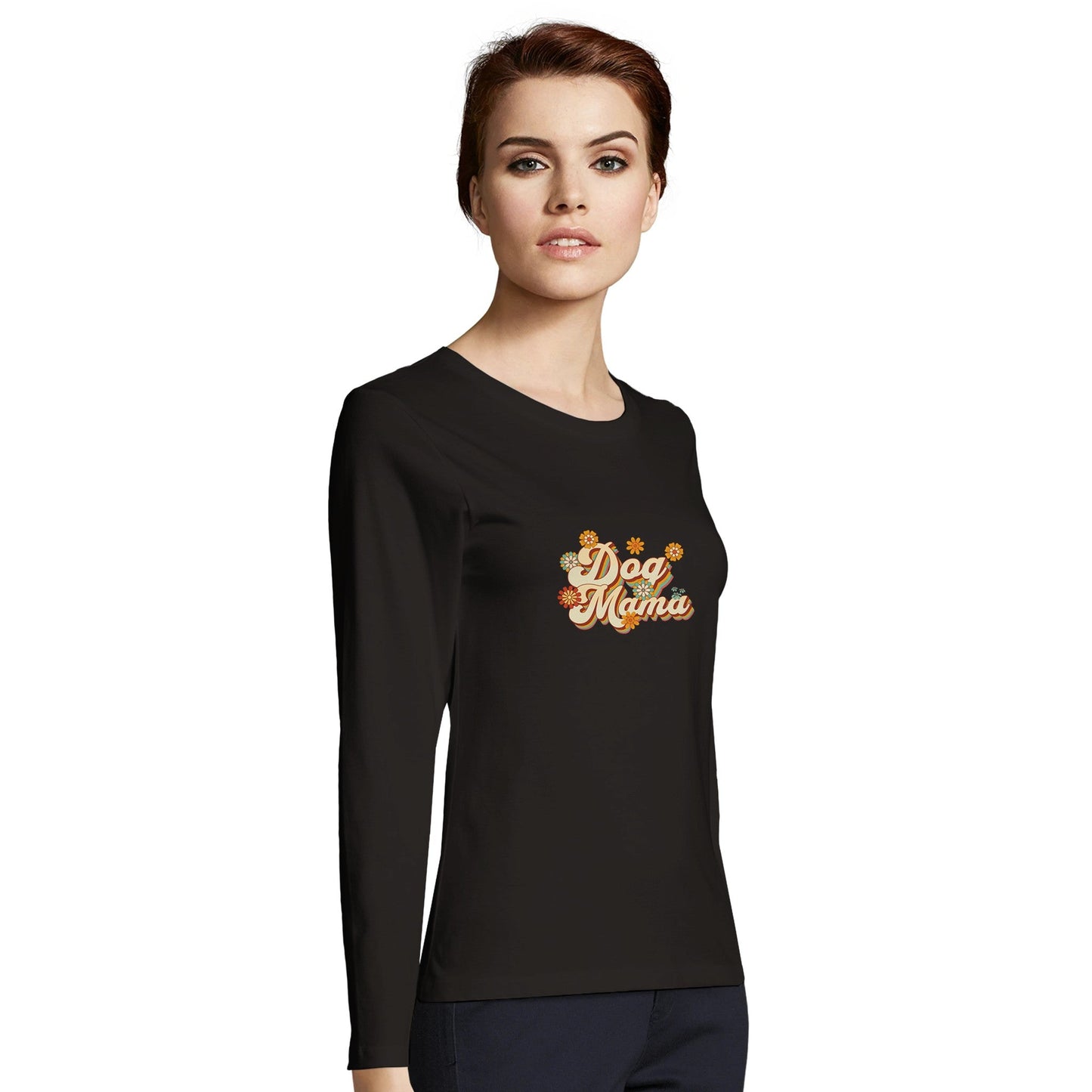 Women's Long Sleeve Fitted T-shirt | Dog Mama - Hobbster