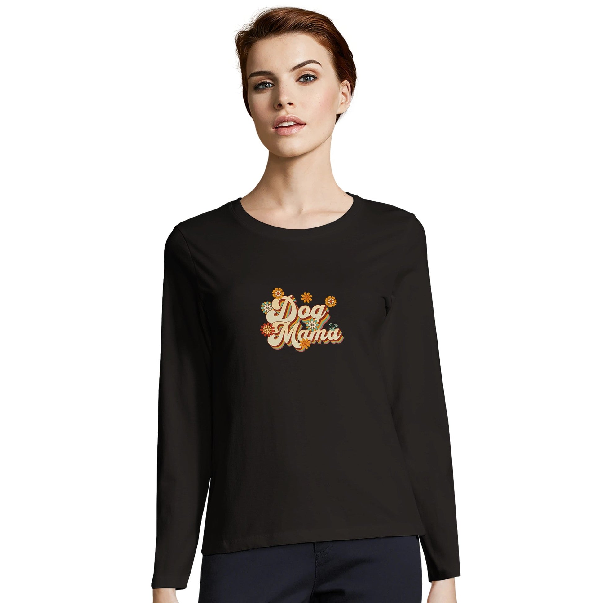 Women's Long Sleeve Fitted T-shirt | Dog Mama - Hobbster