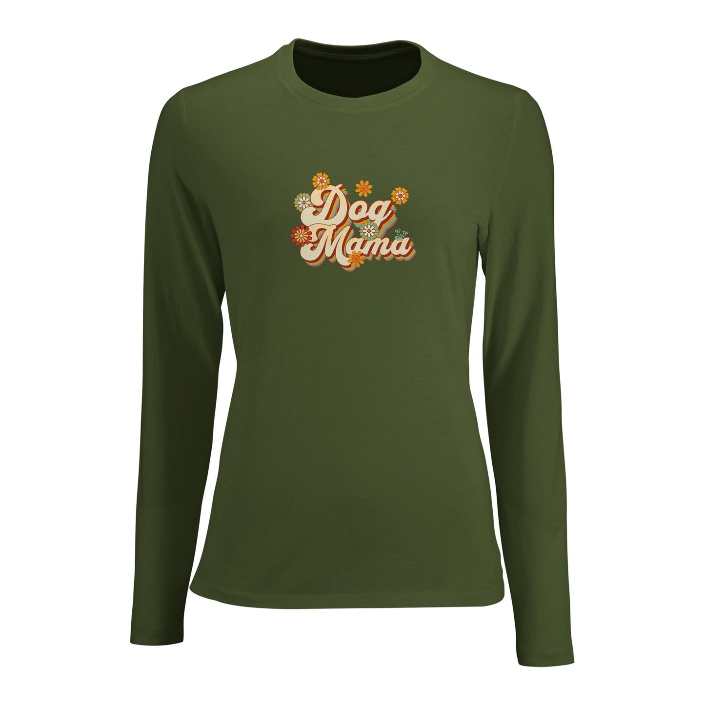 Women's Long Sleeve Fitted T-shirt | Dog Mama - Hobbster