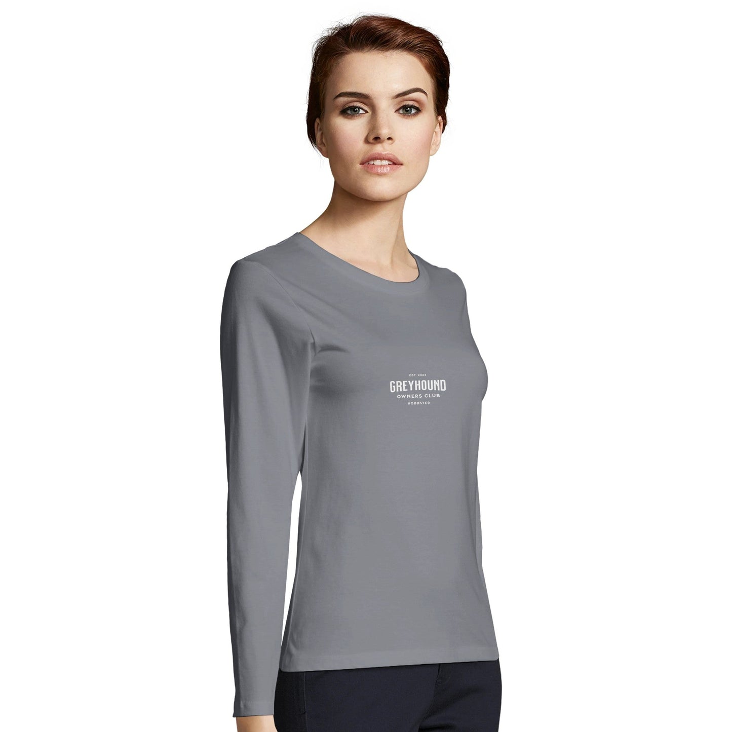 Women's Long Sleeve Fitted T-shirt | Greyhound Owner's Club - Hobbster