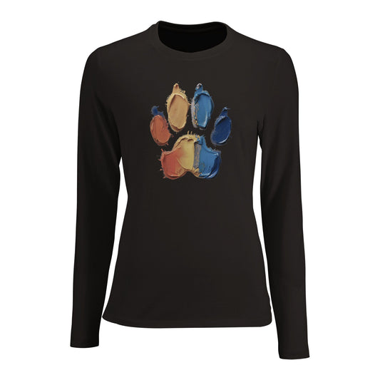 Women's Long Sleeve Fitted T-shirt | Painted Paw - Hobbster