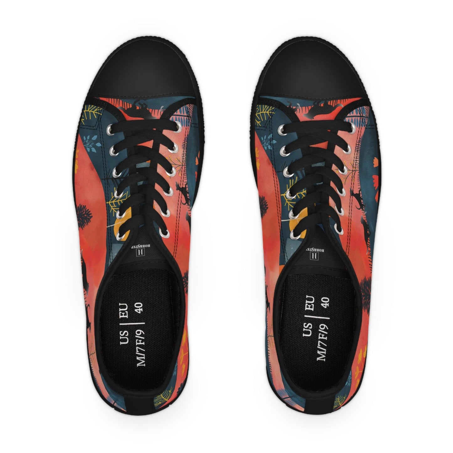 Women's Low-Top Trainers featuring Cottage Core Style Dogs Running Free Design - Hobbster