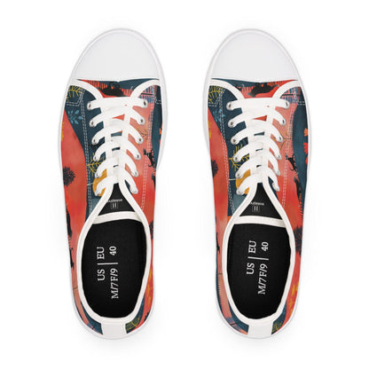 Women's Low-Top Trainers featuring Cottage Core Style Dogs Running Free Design - Hobbster