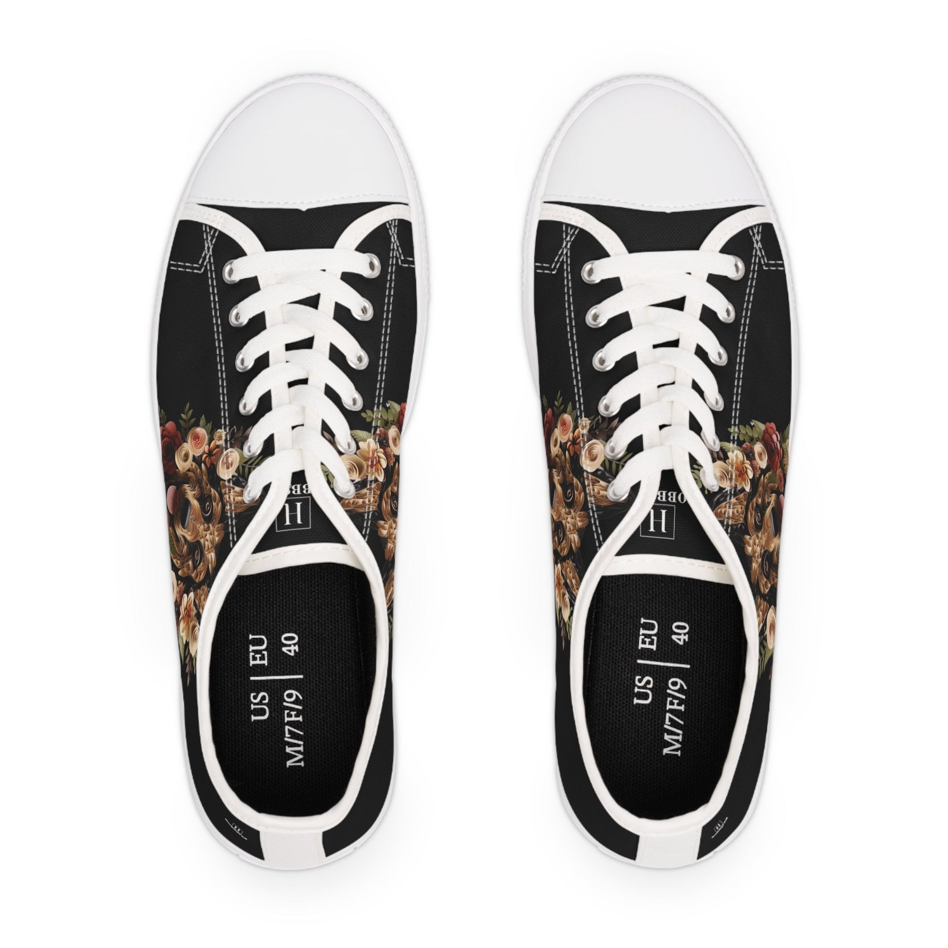 Women's Low-Top Trainers featuring German Shepherd Paper Quilling Effect Design - Hobbster