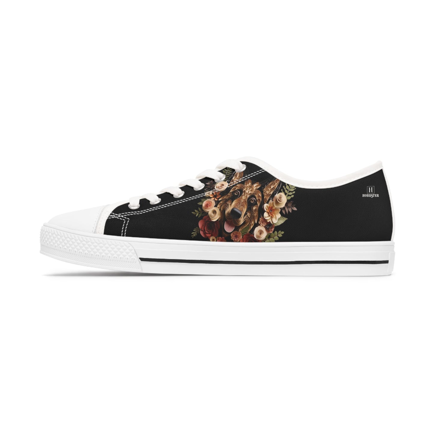 Women's Low-Top Trainers featuring German Shepherd Paper Quilling Effect Design - Hobbster