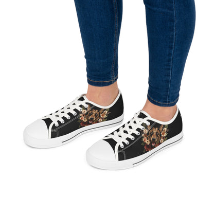 Women's Low-Top Trainers featuring German Shepherd Paper Quilling Effect Design - Hobbster