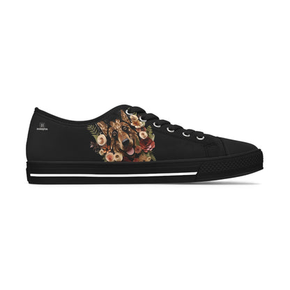 Women's Low-Top Trainers featuring German Shepherd Paper Quilling Effect Design - Hobbster