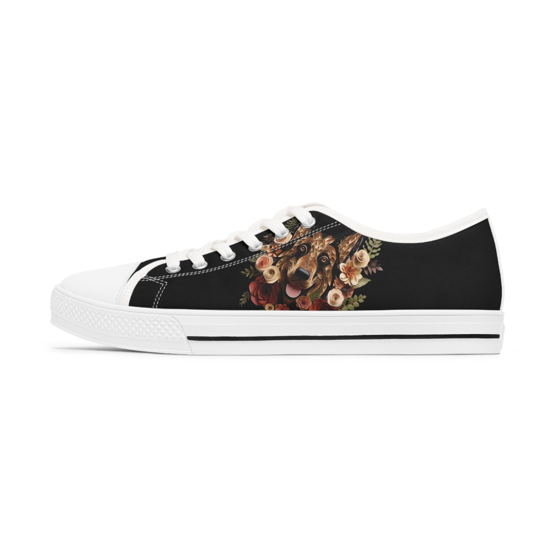 Women's Low-Top Trainers featuring German Shepherd Paper Quilling Effect Design - Hobbster