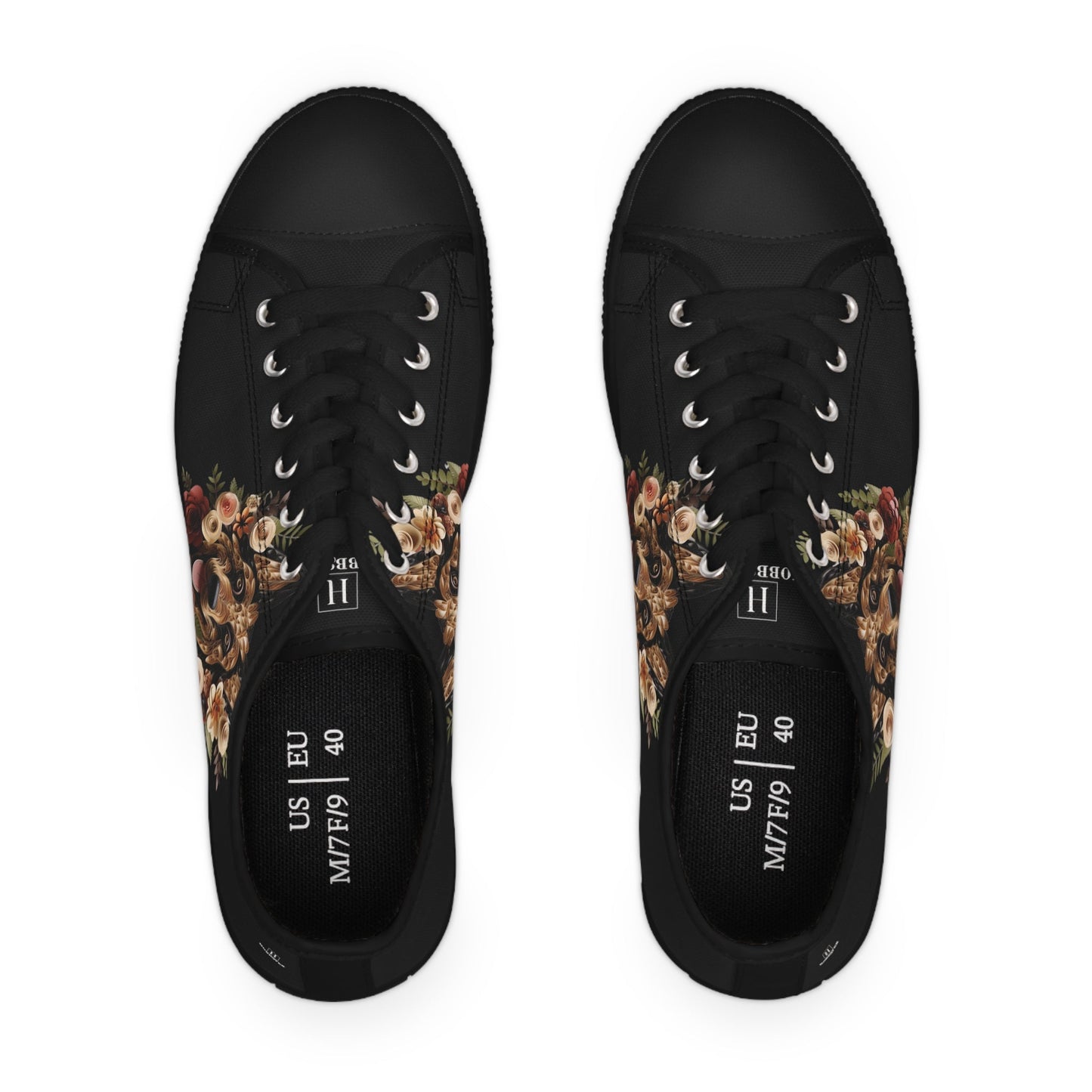 Women's Low-Top Trainers featuring German Shepherd Paper Quilling Effect Design - Hobbster