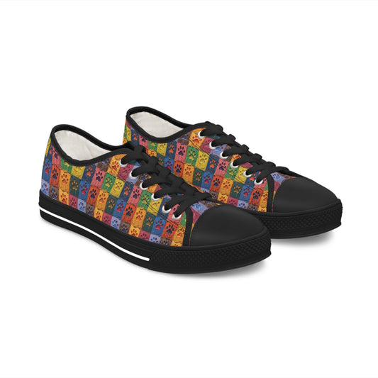 Women's Low-Top Trainers Featuring Large Painted Paw Prints - Hobbster
